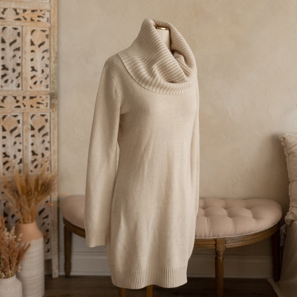 H&M Dresses & Skirts - H&M Cream Cowl Neck Sweater Dress size M